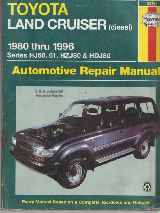 Toyota Diesel Land Cruiser 1980-1996 Haynes Automotive Repair Ma (image for) Toyota Diesel Land Cruiser 1980-1996 Haynes Automotive Repair Ma